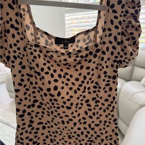 Lulu's Beige and Black Blouse